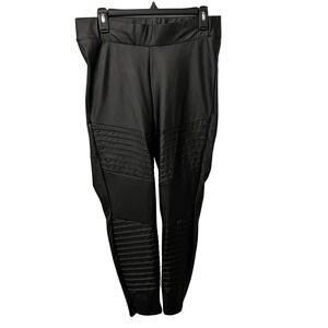 TORRID Faux Leather Moto Leggings Black Paneled Stretchy Pants Womens Size 1